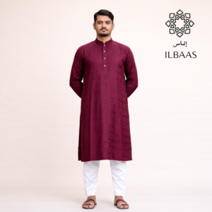 maroon jacquard kurta